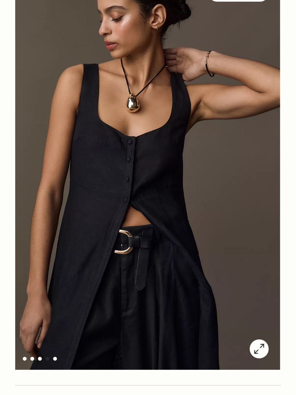 Anthropologie Black Sleeveless Button-Front Tunic